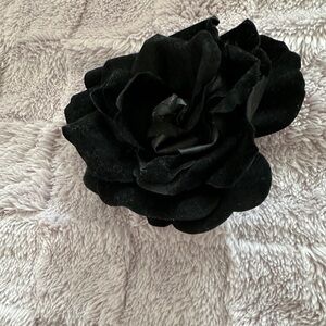 Chic Black and Green Floral and Lapel Pin and Hair Clip